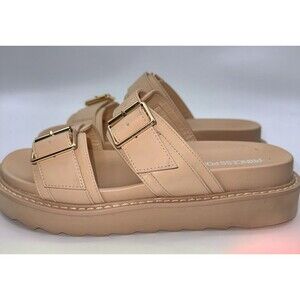 Princess Polly Ma Belle Tan Double Buckle Platform Sandals Woman’s Size 8